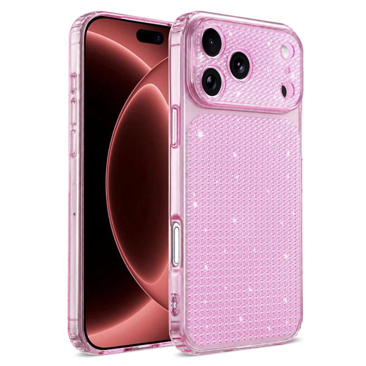 For iPhone 18 Pro Max Sparkling Diamond Glitter Airbag Phone Case(Pink)