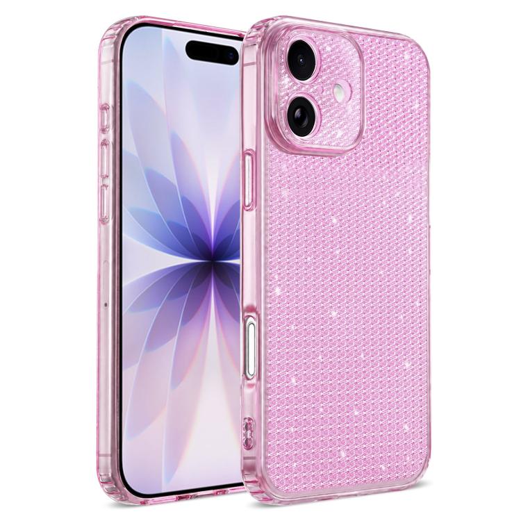 For iPhone 17 Sparkling Diamond Glitter Airbag Phone Case(Pink)