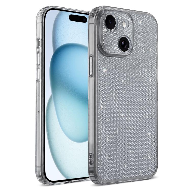 For iPhone 15 Sparkling Diamond Glitter Airbag Phone Case(Black)