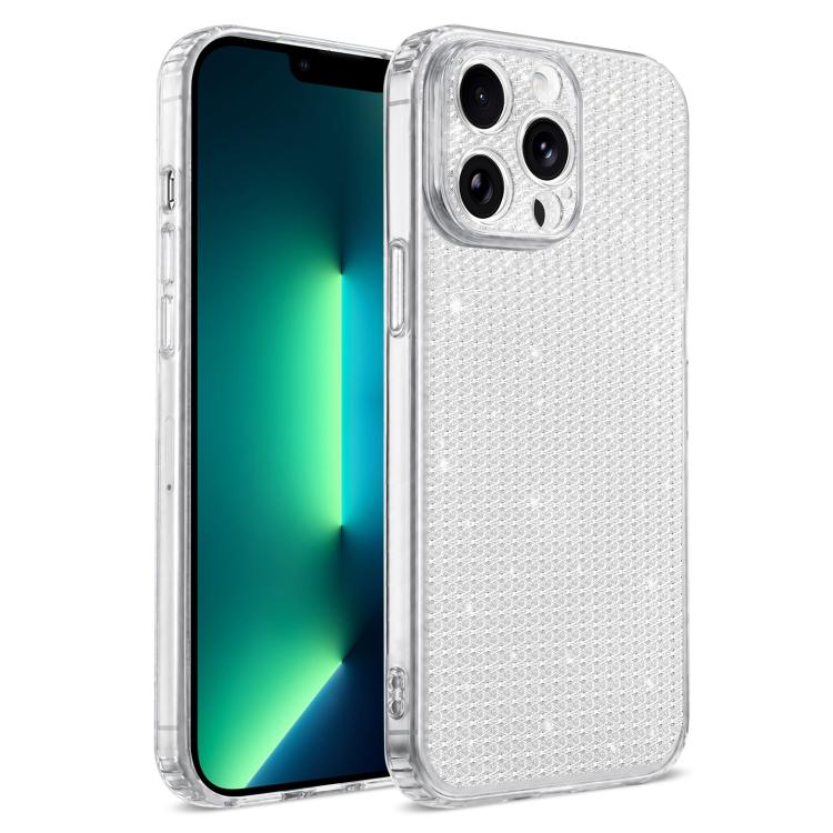 For iPhone 13 Pro Sparkling Diamond Glitter Airbag Phone Case(White)