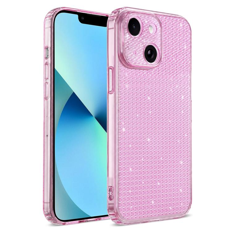 For iPhone 13 Sparkling Diamond Glitter Airbag Phone Case(Pink)