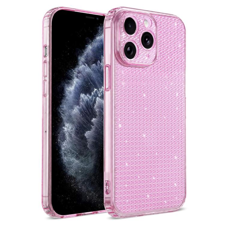 For iPhone 11 Pro Max Sparkling Diamond Glitter Airbag Phone Case(Pink)
