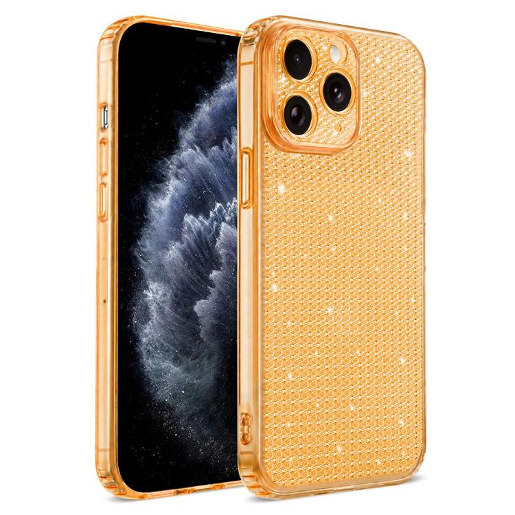 For iPhone 11 Pro Sparkling Diamond Glitter Airbag Phone Case(Orange)