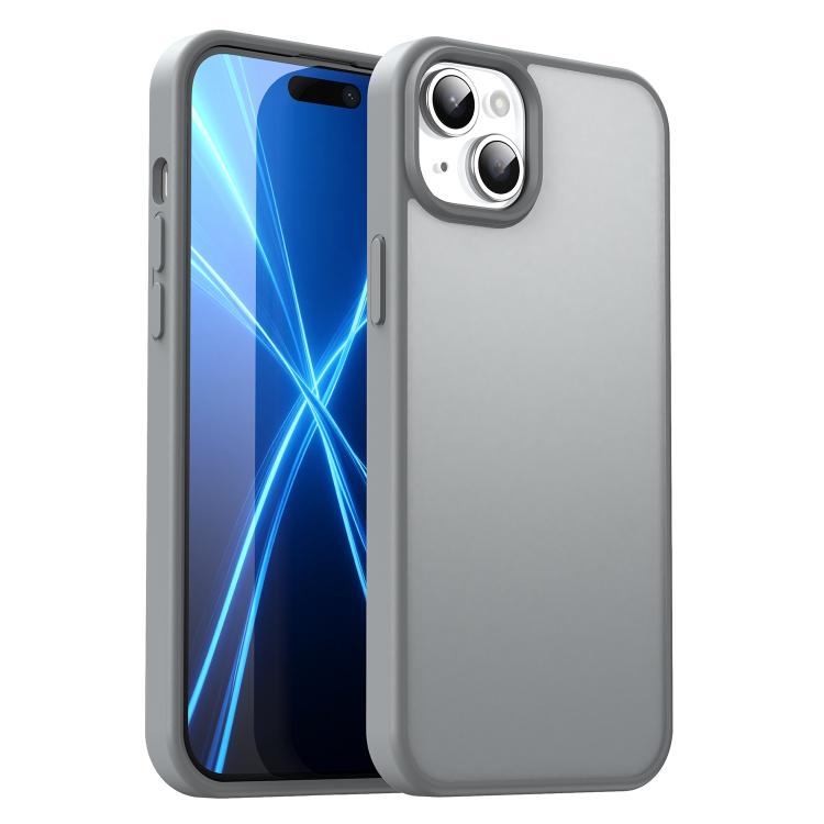 For iPhone 14 Plus Fanying Series Precision Camera Hole PC Hybrid TPU Translucent Frosted Phone Case(Silver Grey) — купить у Sunsky-online WW