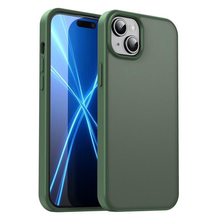 For iPhone 15 Plus Fanying Series Precision Camera Hole PC Hybrid TPU Translucent Frosted Phone Case(Olive Green) — купить у Sunsky-online WW