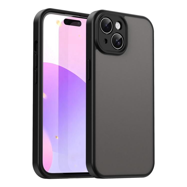 For iPhone 15 Fanying Series Precision Camera Hole PC Hybrid TPU Translucent Frosted Phone Case(Translucent Black) — купить у Sunsky-online WW