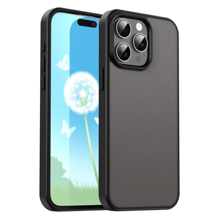 For iPhone 15 Pro Max Fanying Series Precision Camera Hole PC Hybrid TPU Translucent Frosted Phone Case(Translucent Black)