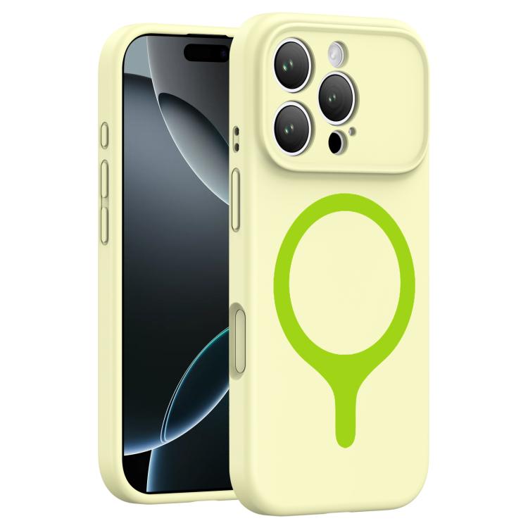 For iPhone 16 Pro Transforms Into 17 Series Liquid Silicone Magnetic Phone Case(Yellow) — купить у Sunsky-online WW