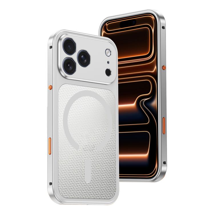 For iPhone 17 Pro Cooling Magnetic Buckle Metal Shockproof Phone Case(Silver)