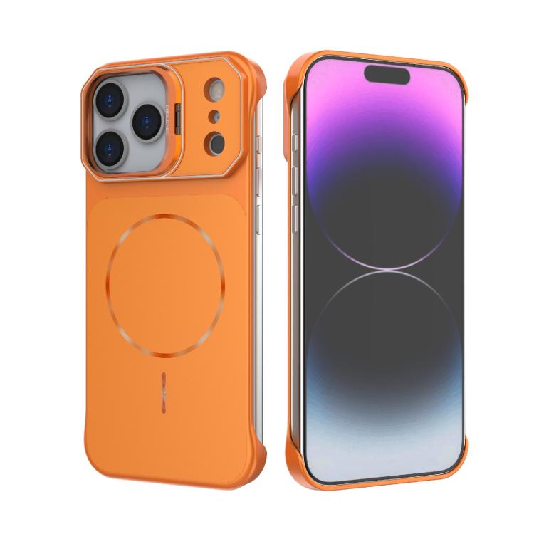 For iPhone 17 Pro Frameless Half-Wrapped PC Magnetic Phone Case(Orange)
