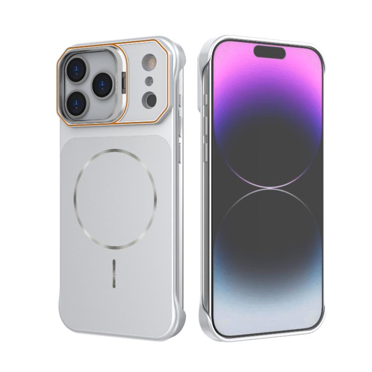 For iPhone 17 Pro Max Frameless Half-Wrapped PC Magnetic Phone Case(Silver) — купить у Sunsky-online WW