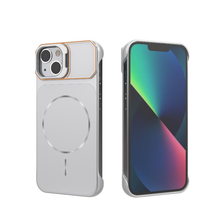 For iPhone 13 Frameless Half-Wrapped PC Magnetic Phone Case(Silver)