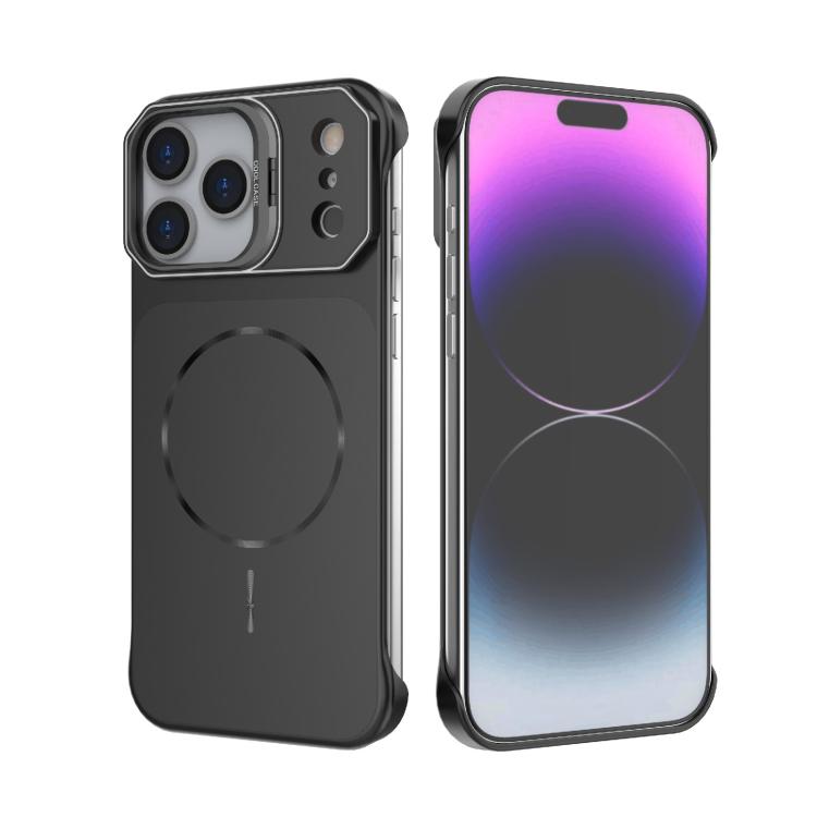 For iPhone 18 Pro Frameless Half-Wrapped PC Magnetic Phone Case(Black)