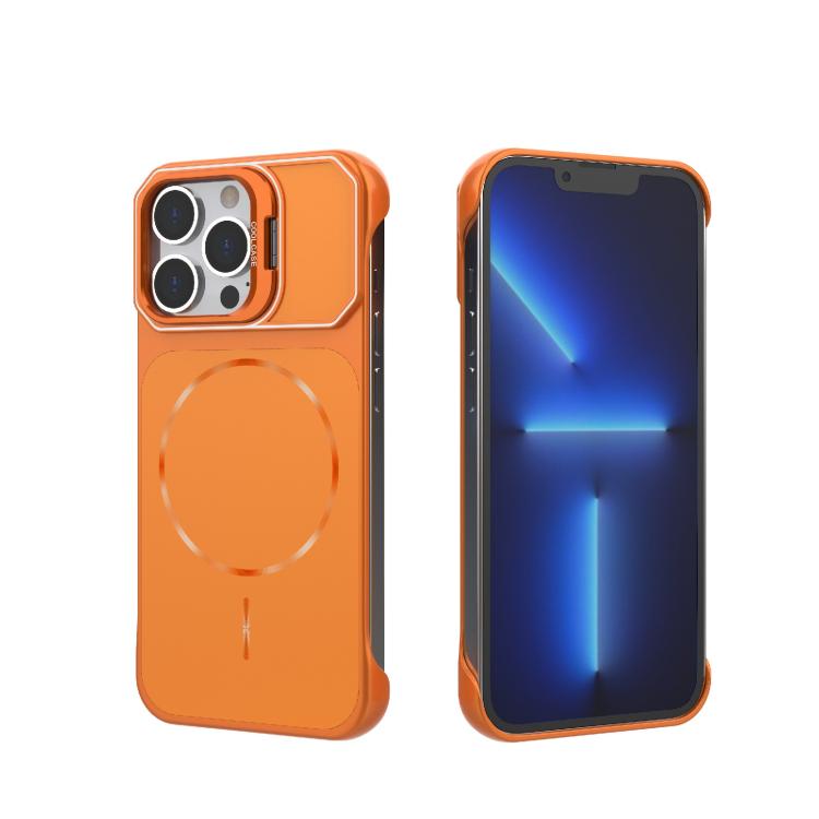 For iPhone 13 Pro Frameless Half-Wrapped PC Magnetic Phone Case(Orange)