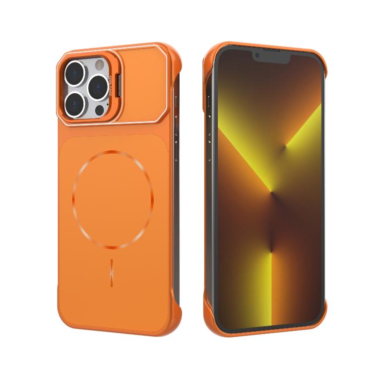 For iPhone 13 Pro Max Frameless Half-Wrapped PC Magnetic Phone Case(Orange) — купить у Sunsky-online WW