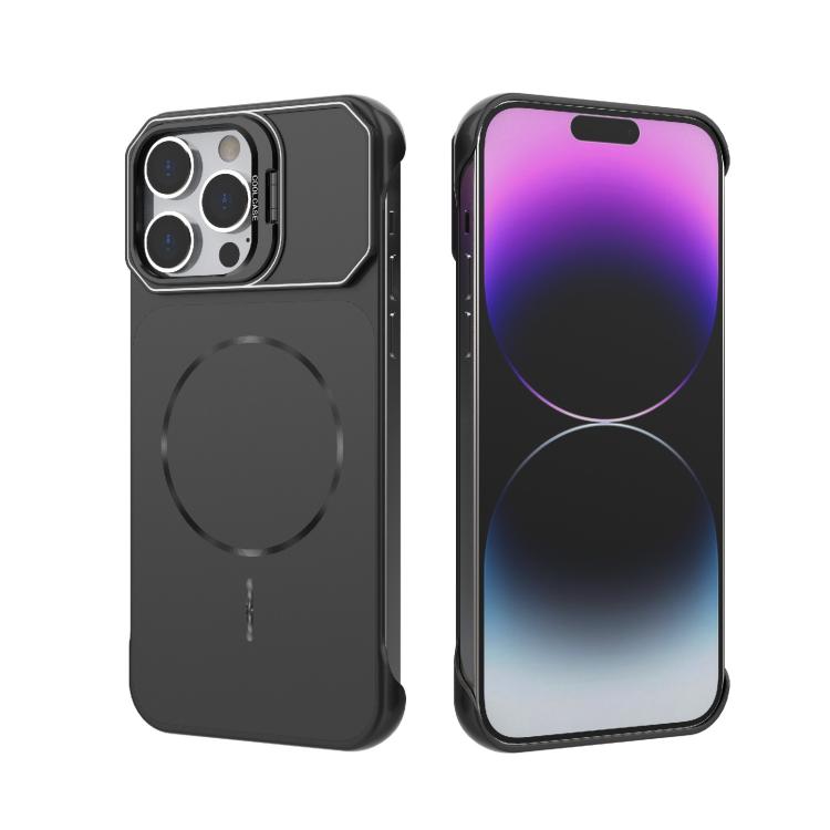 For iPhone 14 Pro Max Frameless Half-Wrapped PC Magnetic Phone Case(Black) — купить у Sunsky-online WW