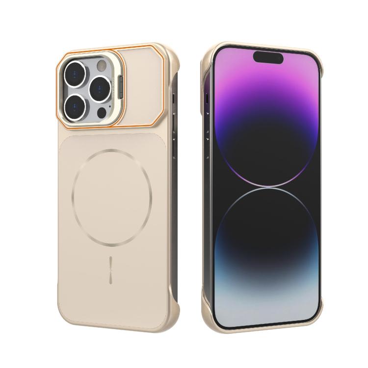 For iPhone 14 Pro Frameless Half-Wrapped PC Magnetic Phone Case(Rose Gold) — купить у Sunsky-online WW