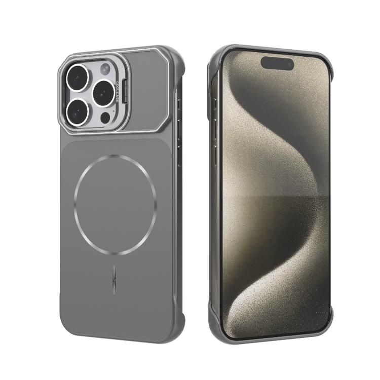For iPhone 15 Pro Max Frameless Half-Wrapped PC Magnetic Phone Case(Gray) — купить у Sunsky-online WW