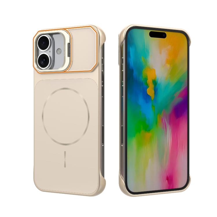 For iPhone 16 Plus Frameless Half-Wrapped PC Magnetic Phone Case(Rose Gold) — купить у Sunsky-online WW