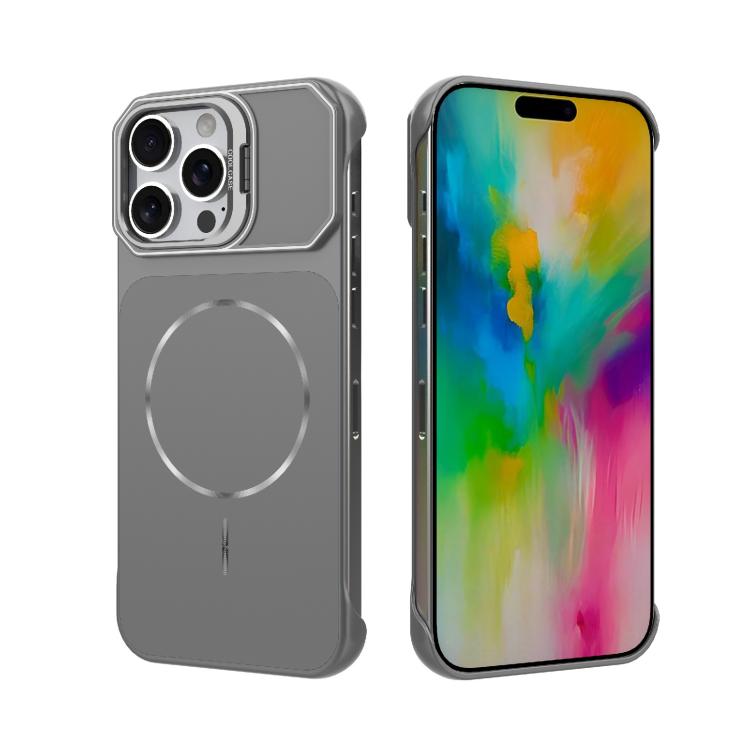 For iPhone 16 Pro Max Frameless Half-Wrapped PC Magnetic Phone Case(Gray) — купить у Sunsky-online WW