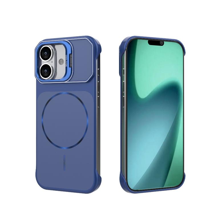 For iPhone 17 Frameless Half-Wrapped PC Magnetic Phone Case(Blue)