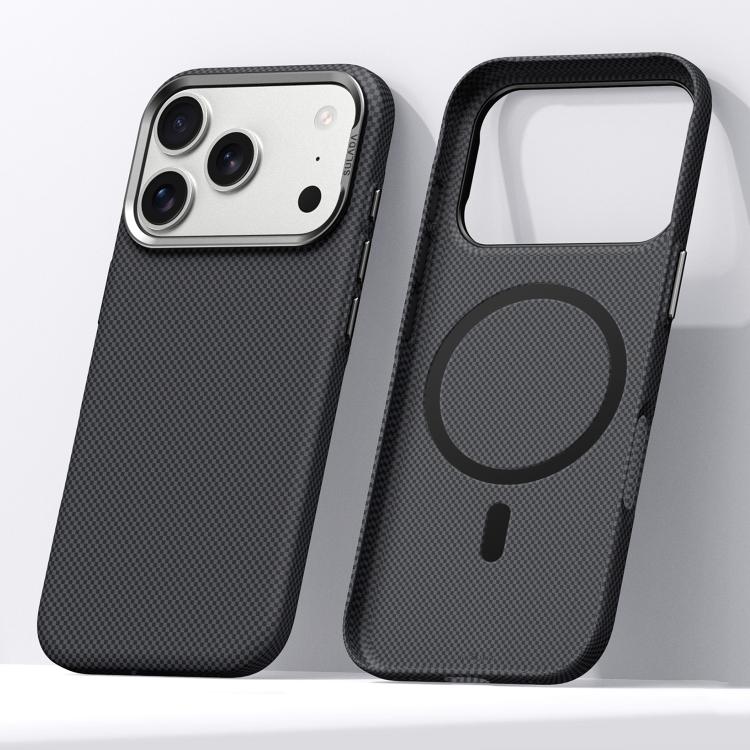 For iPhone 18 Pro Max SULADA Kevlar Grid Patterned Skin Feel Magnetic Phone Case(Black)