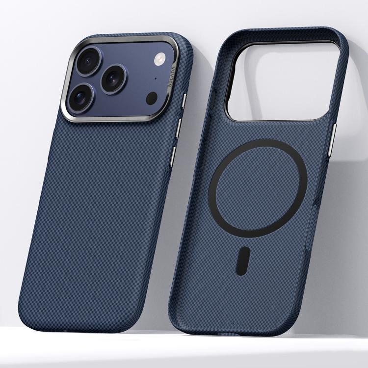 For iPhone 18 Pro Max SULADA Kevlar Grid Patterned Skin Feel Magnetic Phone Case(Blue)