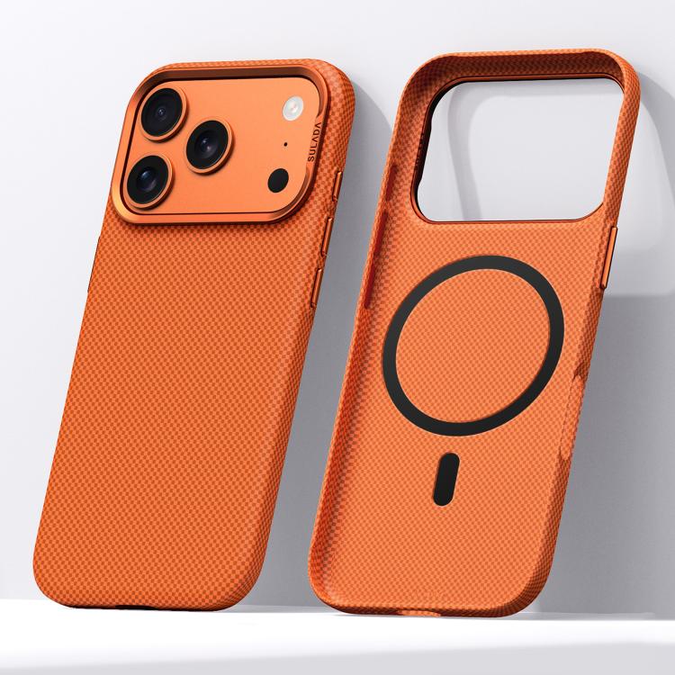 For iPhone 18 Pro SULADA Kevlar Grid Patterned Skin Feel Magnetic Phone Case(Orange)