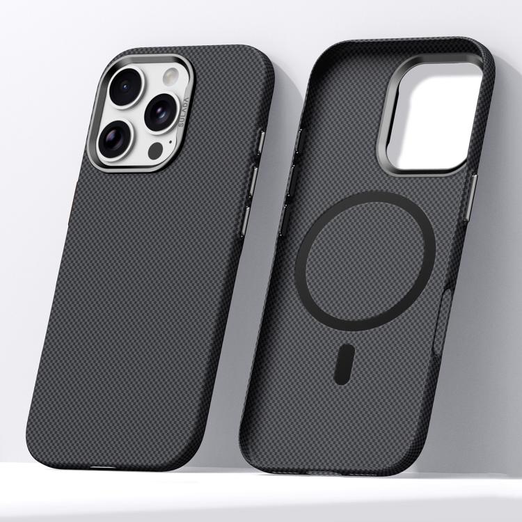 For iPhone 16 Pro Max SULADA Kevlar Grid Patterned Skin Feel Magnetic Phone Case(Black)