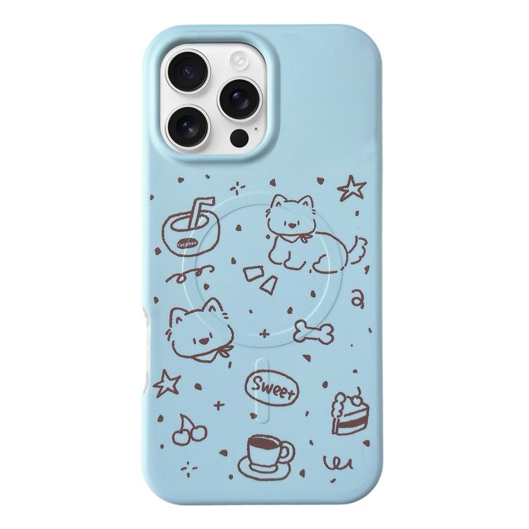For iPhone 16 Pro Max Graffiti Pattern 2 in 1 PC Hybrid TPU Phone Case(Line Dog)
