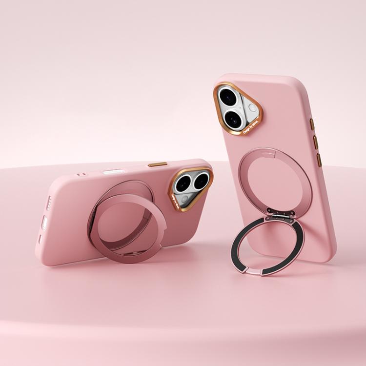 For iPhone 16 ABEEL Lightweight Zero Skin Feel Magnetic PC Phone Case with Holder(Pink)