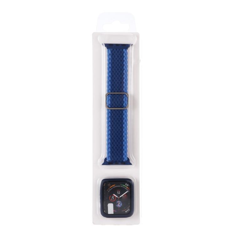 For Apple Watch Series 6 / 5 / 4 / SE 44mm Adjustable Striped Woven Nylon Watch Band + Watch Case Set(Blue) — купить у Sunsky-online WW
