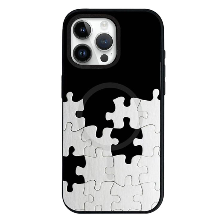 For iPhone 14 Pro Star Cross Detachable Dual Magnetic PC Hybrid TPU Phone Case(Puzzles)