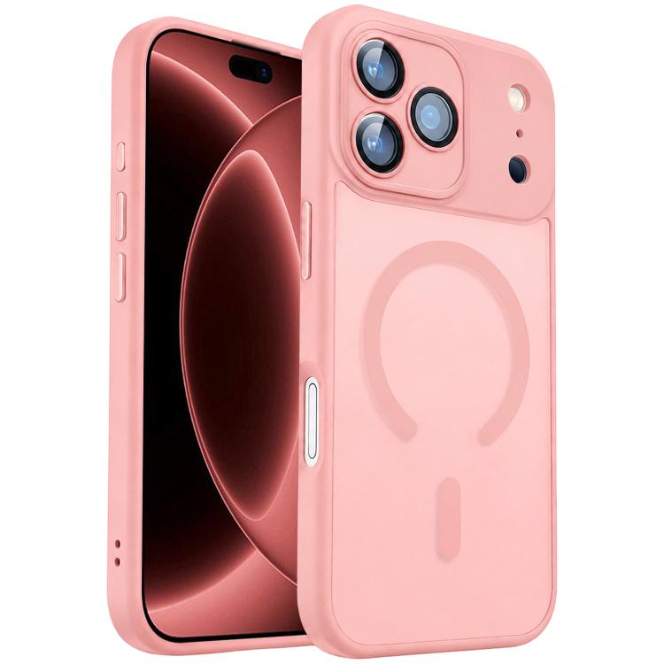 For iPhone 18 Pro XDcase Skin Feel Magnetic Frosted Phone Case with Lens Film(Pink)