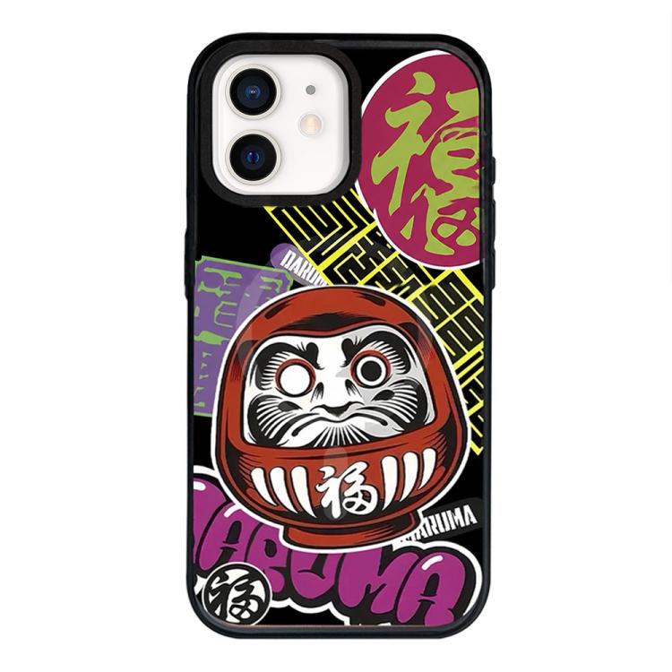 For iPhone 12 Daruma Detachable Dual Magnetic PC Hybrid TPU Phone Case(Red Daruma)