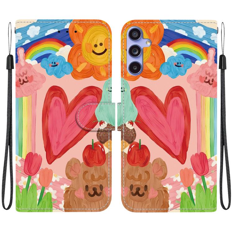 For Galaxy S23 FE 5G Crystal-Texture Painted Vegan Leather Phone Case(Rainbow Sweetheart)