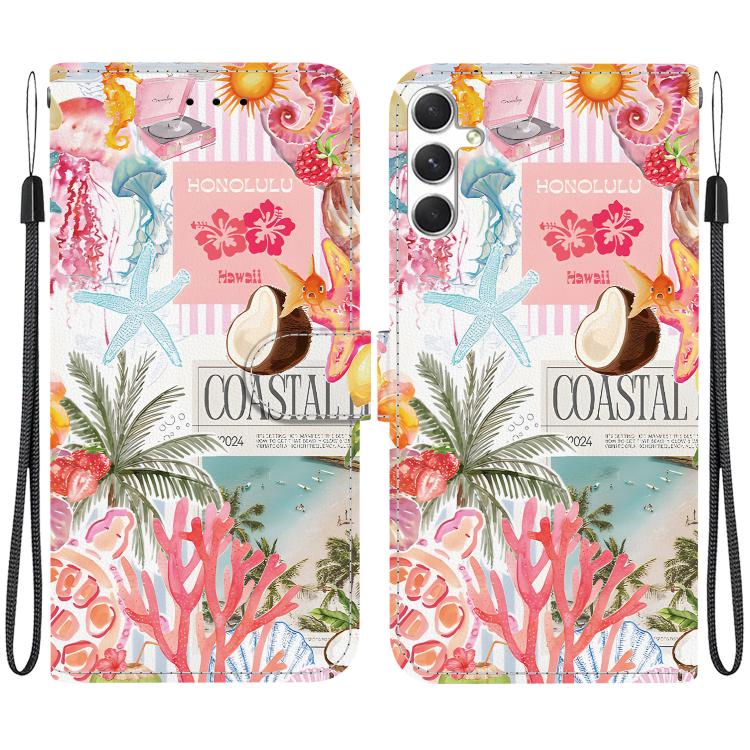 For Galaxy S24 5G Crystal-Texture Painted Vegan Leather Phone Case(Island Coral)