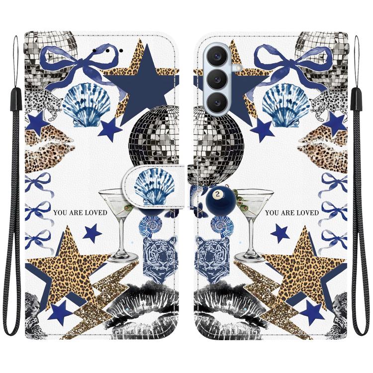 For Galaxy S26 5G Crystal-Texture Painted Vegan Leather Phone Case(Leopard Star Butterfly)