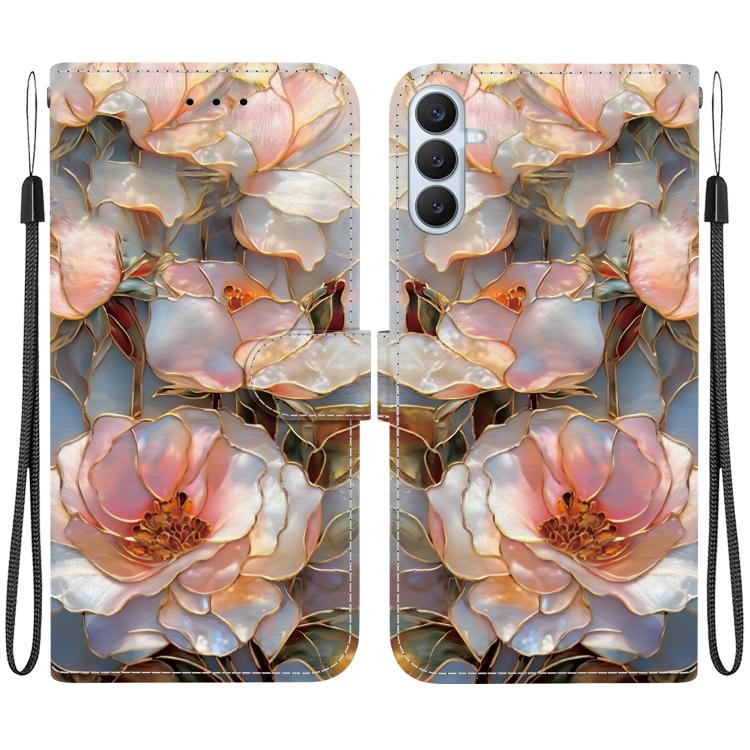 For Galaxy S26+ 5G Crystal-Texture Painted Vegan Leather Phone Case(Gilded Peony)