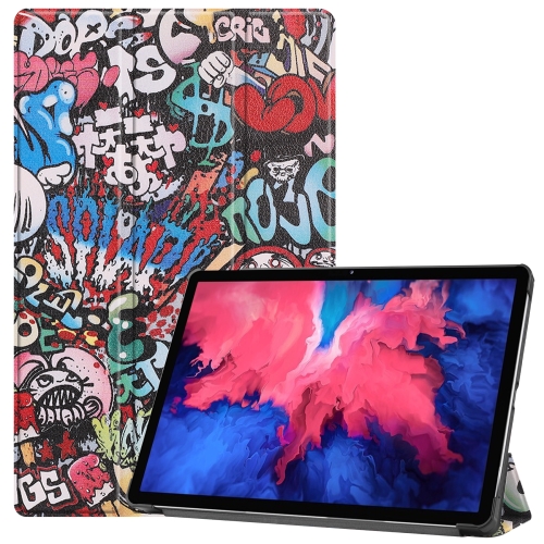 

For Lenovo Tab P11 Pro (TB-XJ706F) Custer Painted Pattern Horizontal Flip Smart Flat PU Leather Case with Sleep / Wake-up Function & 3-Fold Holder(Graffiti)