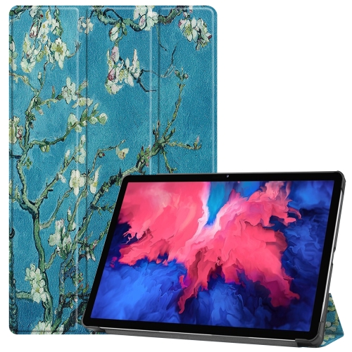 

For Lenovo Tab P11 Pro (TB-XJ706F) Custer Painted Pattern Horizontal Flip Smart Flat PU Leather Case with Sleep / Wake-up Function & 3-Fold Holder(Apricot Blossom)