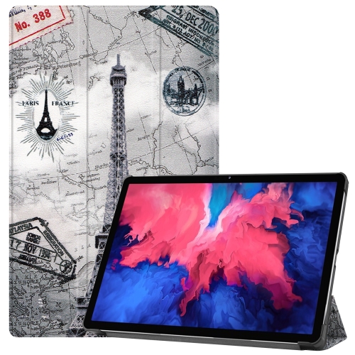 

For Lenovo Tab P11 (TB-J606F) Custer Painted Pattern Horizontal Flip Smart Flat PU Leather Case with Sleep / Wake-up Function & 3-Fold Holder(Retro Tower)