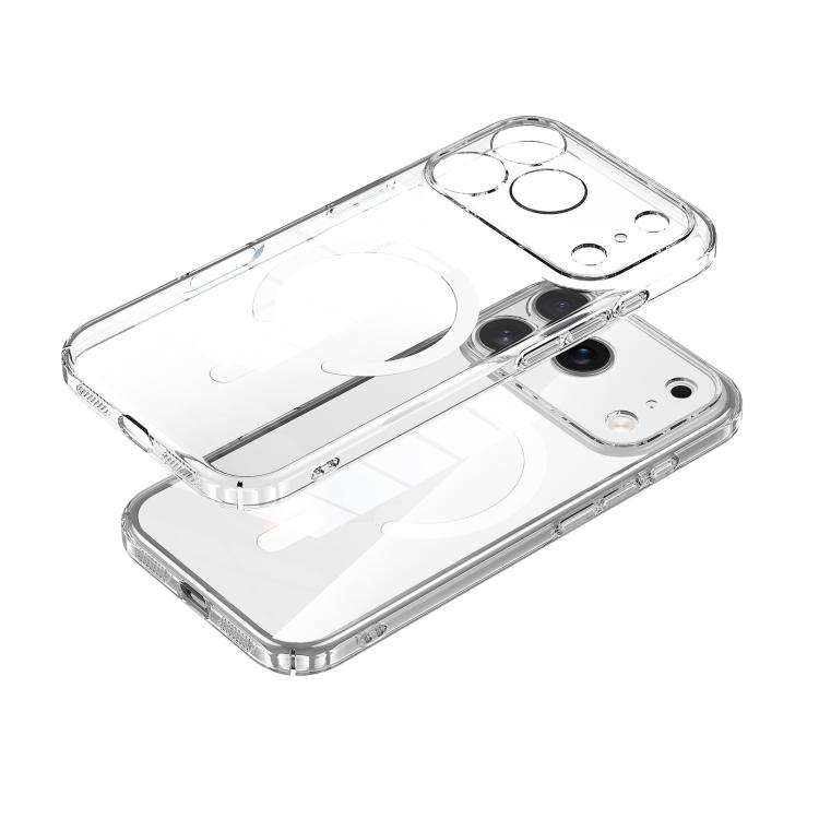 For iPhone 18 Pro Max SULADA Crystal-Coated Clear Magnetic PC Hybrid TPU Phone Case(Transparent)