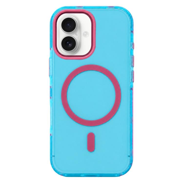 For iPhone 17 Metal Frame Anti-Slip Edge Strips Design Magnetic TPU Phone Case(Sky Blue)