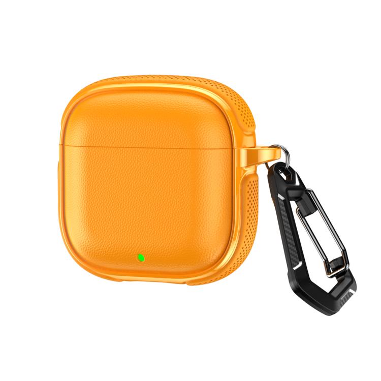 For Huawei FreeBuds SE 3 / SE 2 Split Design Vegan Leather Texture Earphone Protective Case With Metal Hook(Orange)