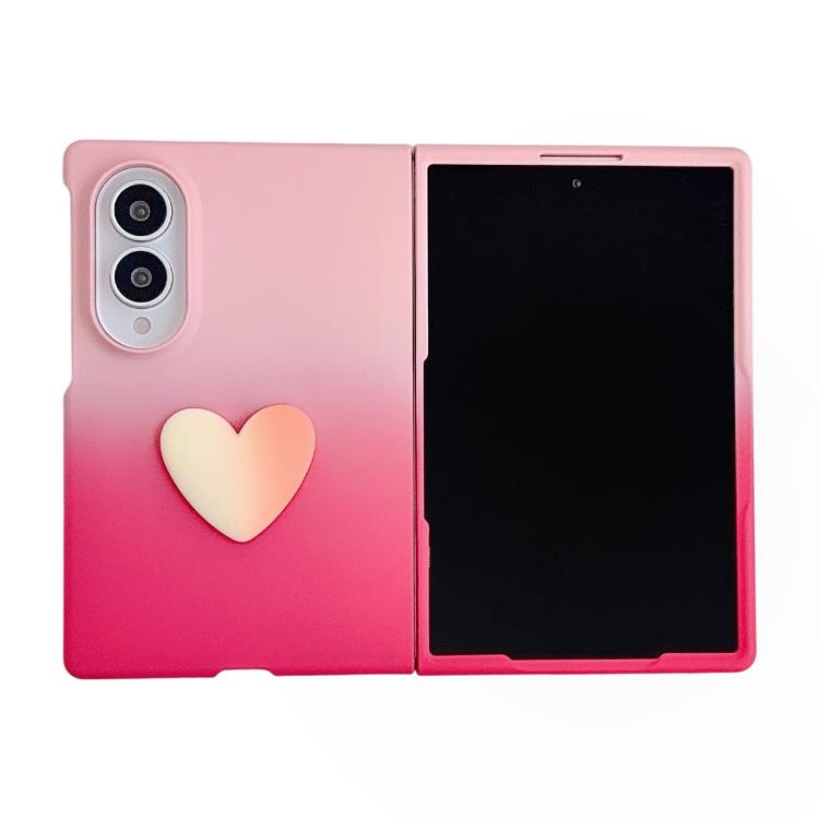 For Galaxy Z Fold8 5G Skin Feel Gradient Rose Pink DIY Heart Shaped Phone Case