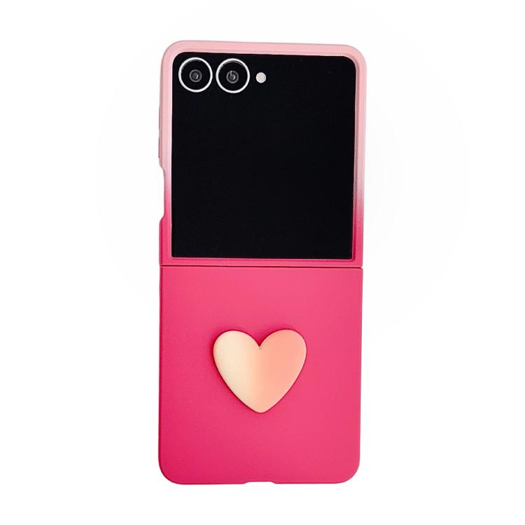 For Galaxy Z Flip8 5G Skin Feel Gradient Rose Pink DIY Heart Shaped Phone Case