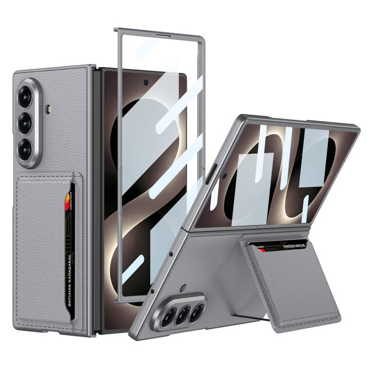 For Galaxy Z Fold8 Ultra 5G GKK Integrated Ultra-thin Leather Phone Case with Card Slots(Grey)