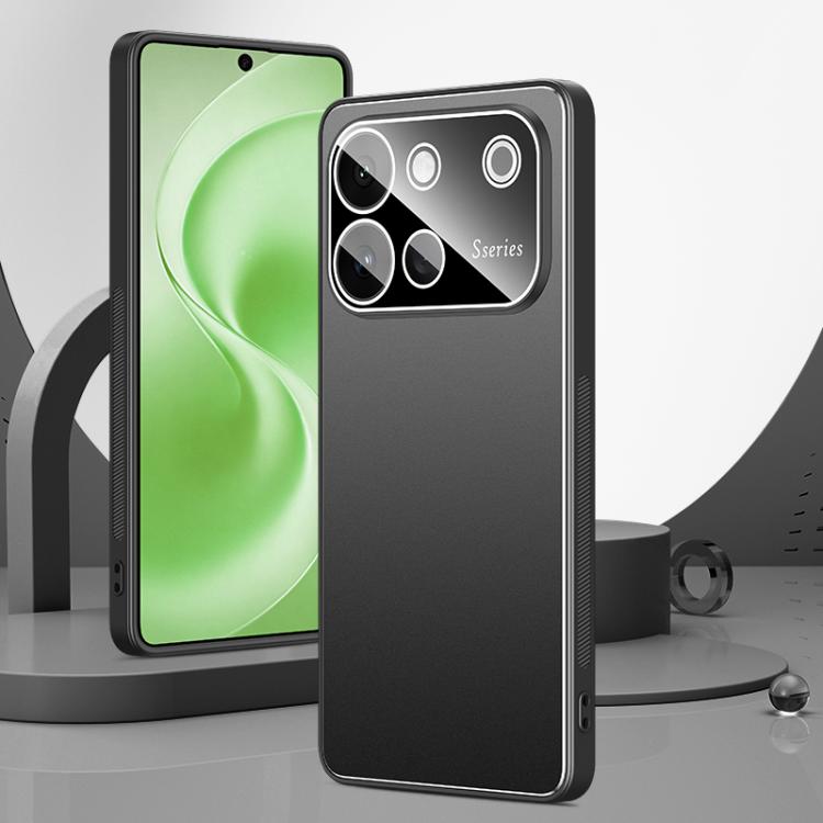 For vivo S60 5G Golden Shield Metal Frosted Lens Film Phone Case(Black)