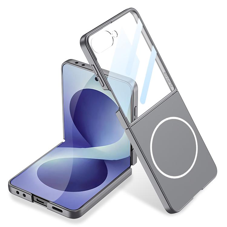 For Galaxy Z Flip8 5G GKK Integrated Ultra-thin Full Cover Contrast Color MagSafe Phone Case(Grey)
